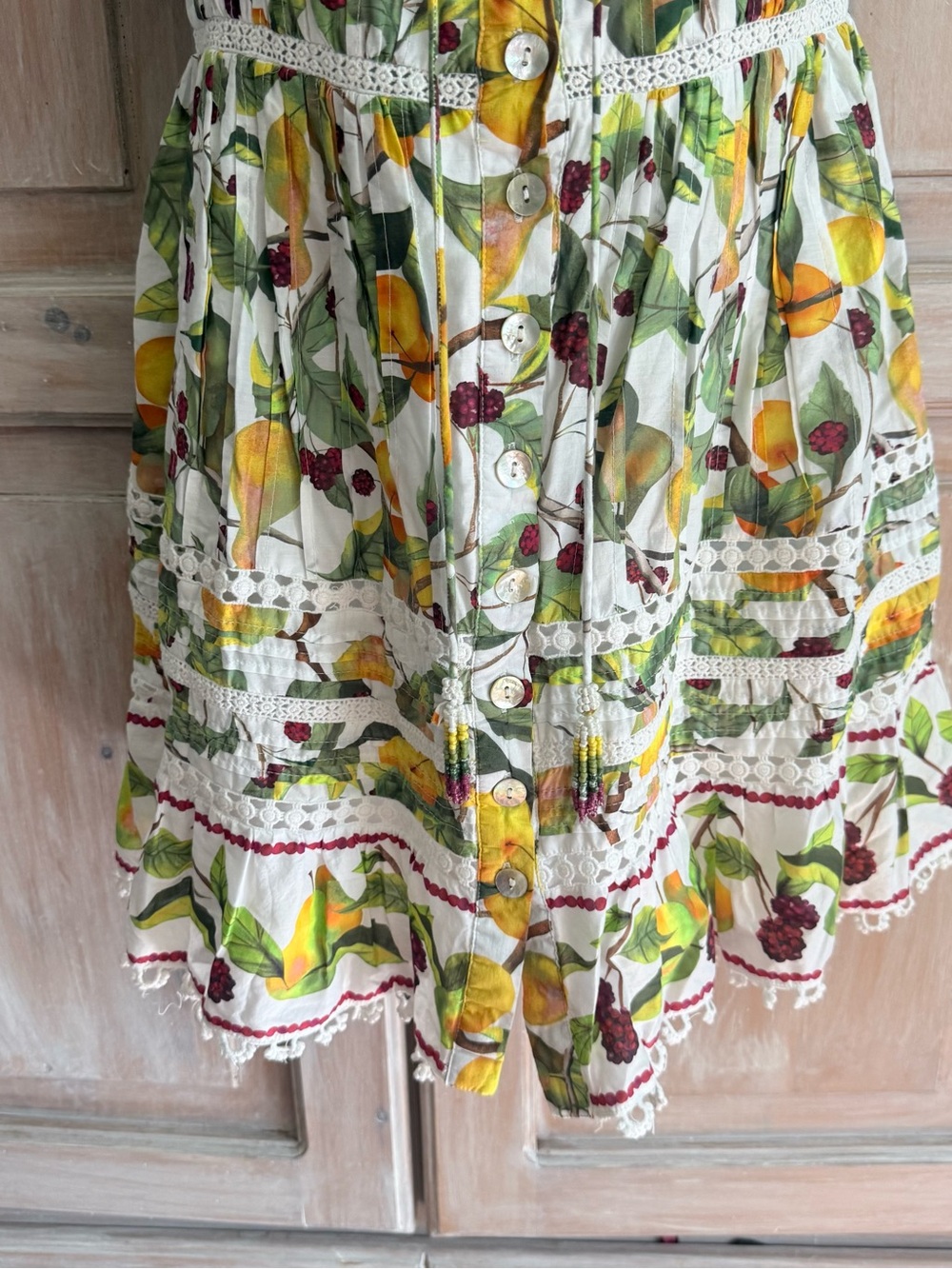 FARM Rio White Lemon-Print Puff-Sleeve Mini Dress Women’s Small - Picture 11 of 12